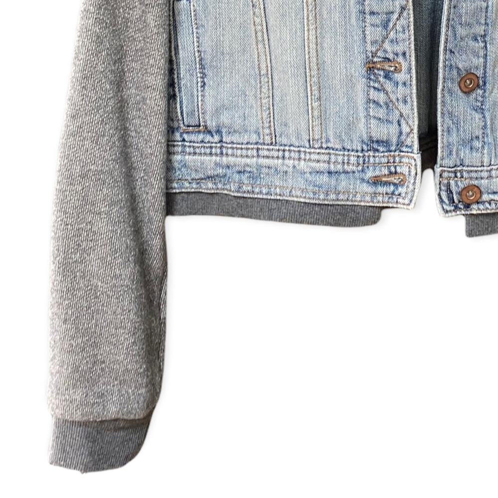 NWT Forever 21 Jean Jacket Hoodie S - Picture 4 of 6